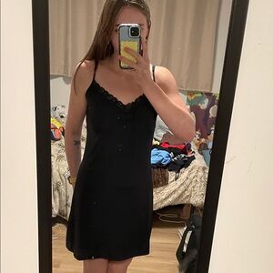 George Black Chemise with Lace Trim